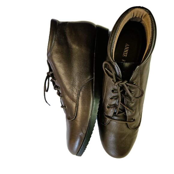 Annie Women Casual Walking Leather Brown Ankle Boots Size 11WW - Picture 3 of 6